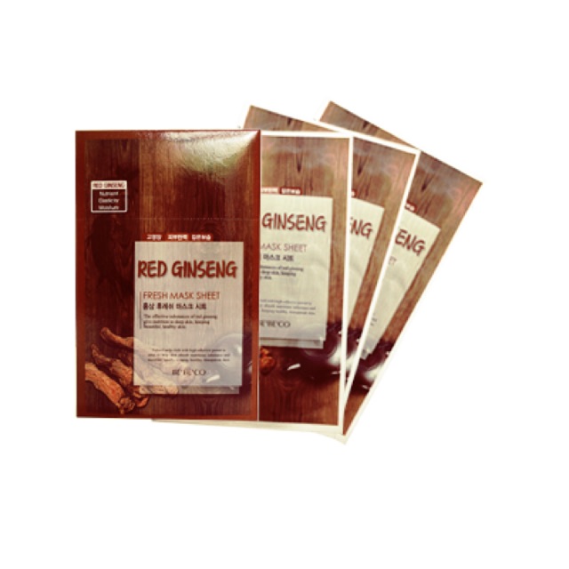 Set mặt nạ dưỡng da hồng sâm bebeco 12 miếng(BEBECO RED GINSENG FRESH MASK SHEET)