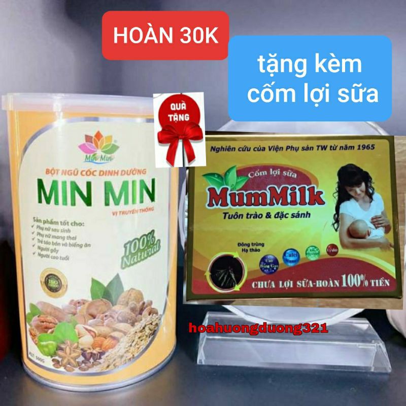 Combo 2 hộp Ngũ cốc Min Min  29 loại hạt  tặng cốm lợi sữa hoặc sữa ông thọ