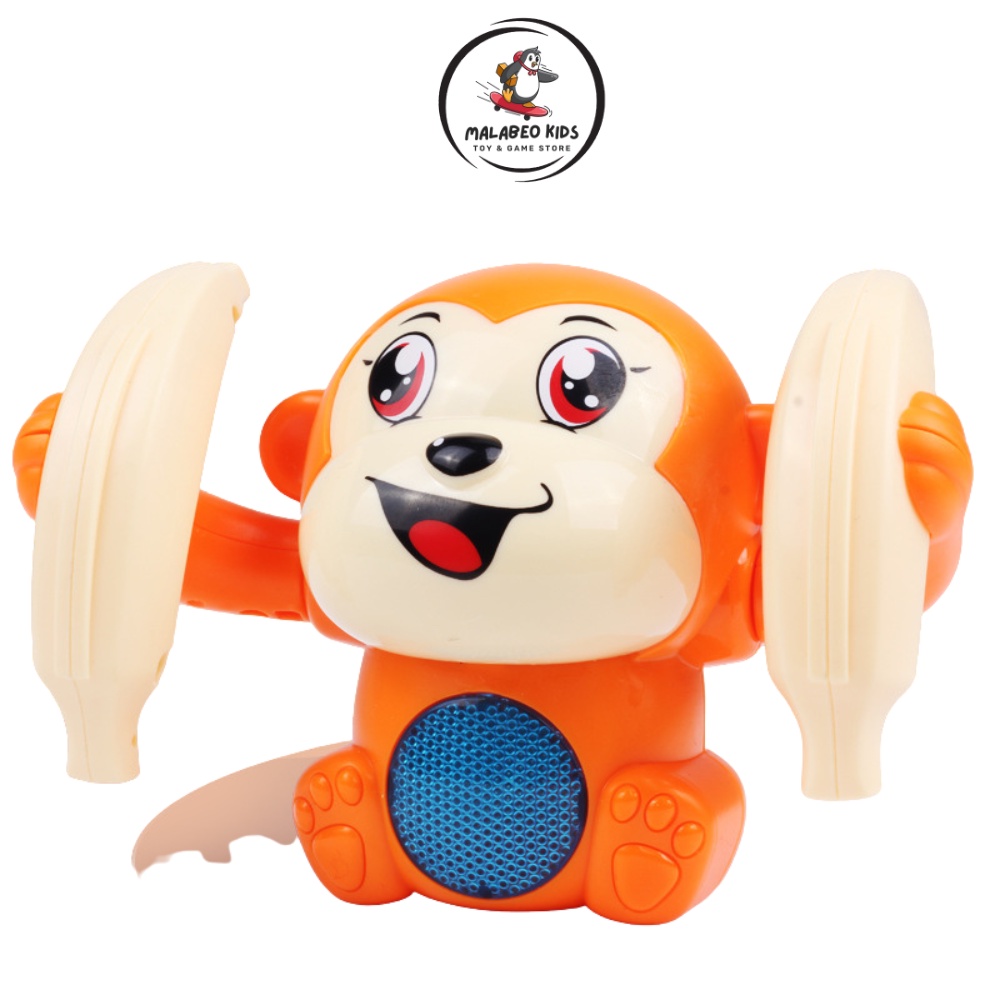 Đồ chơi con khỉ nhào lộn giải trí cho trẻ em, khỉ con xoay 360 độ có nhạc và đèn đáng yêu MALABEO KIDS
