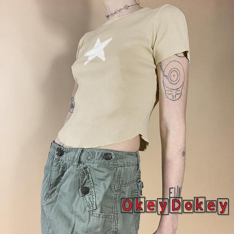 Áo Thun Họa Tiết Ngôi Sao Năm Cánh Phong Cách Harajuku 2000s OKDK-y2k