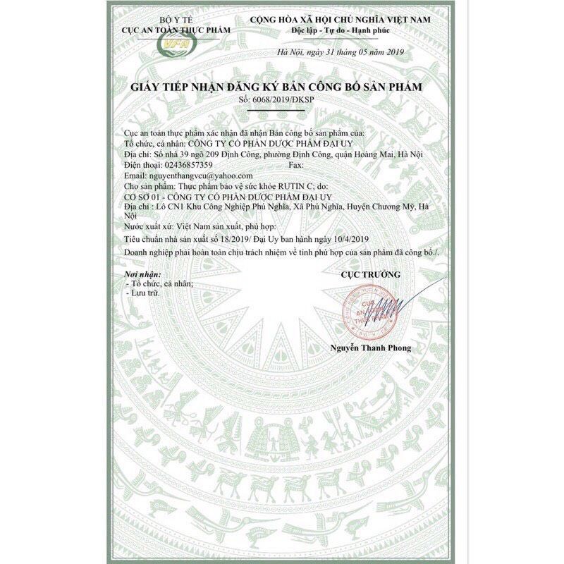 RUTIN C hộp 100 viên nến - Đại Uy