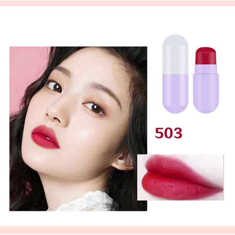 Son môi thiết kế mini hình viên thuốc con nhộng kết cấu dưỡng ẩm kháng nước không dễ phai | BigBuy360 - bigbuy360.vn