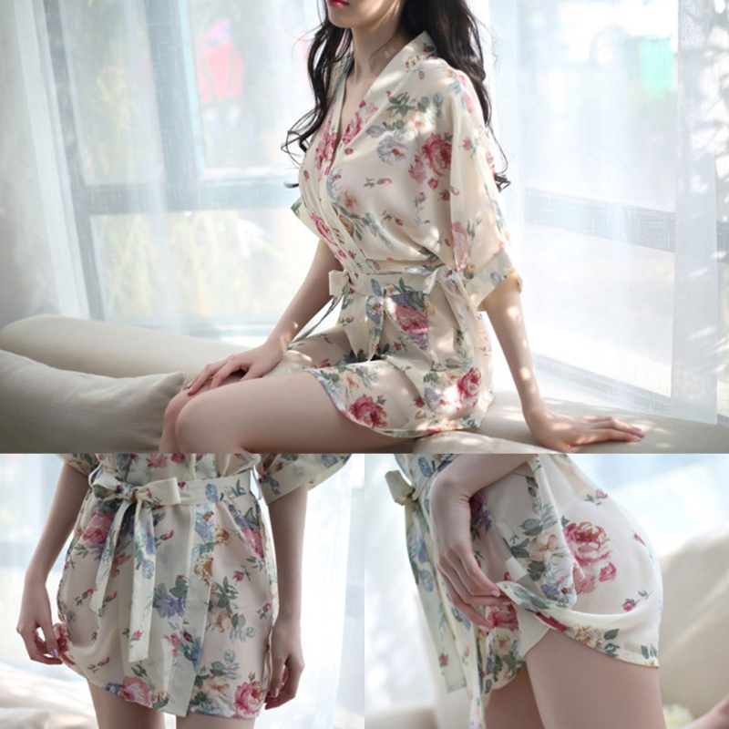 FREESHIP ĐƠN 99K_ Áo choàng ngủ Kimono hoạ tiết hoa cho phái nữ