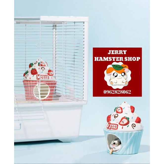 [Yee]Nhà sứ bánh kem dâu cho hamster và thú cưng nhỏ