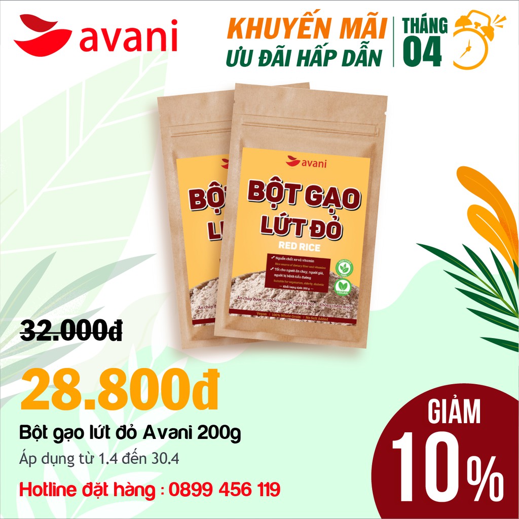 Bột Gạo Lứt Đỏ Avani 200gram ( Brown Rice Powder) - Bột gạo lứt nguyên chất