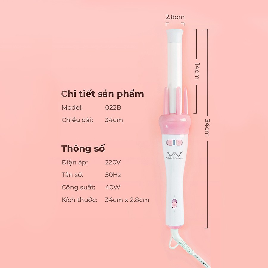 [Bản Nâng Cấp] Máy uốn tóc xoăn sóng nước Máy làm tóc tạo kiểu Vivid&amp;Vogue uốn xoăn bồng bềnh