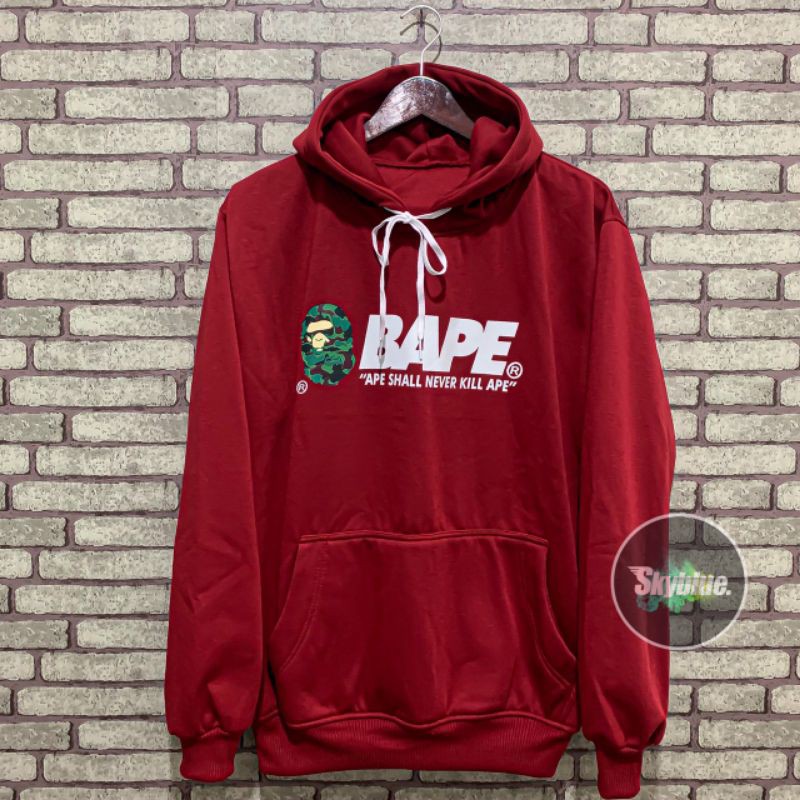 Bape Áo Khoác Hoodie In Chữ Distro Premium