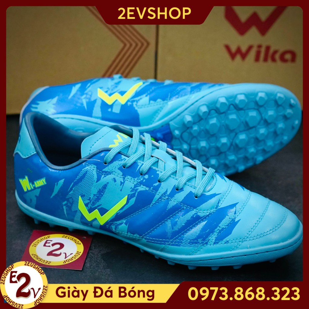 Giày đá bóng thể thao nam chất Wika Army Xanh Dương, giày đá banh cỏ nhân tạo đế mềm - 2EVSHOP