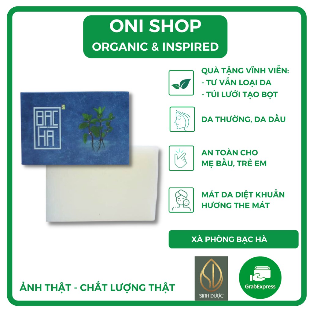 Xà Phòng Thiên nhiên✨TẶNG TÚI LƯỚI,CÓ GIẤY PHÉP SỞ Y TẾ✨Xà bông bạc hà sạch da diệt khuẩn dưỡng Handmade- Onishop