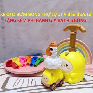 Xe ô tô đồ chơi bơm bóng bay trợ lực - Tặng phi hành gia bay + 6 bóng ( video thực tế )