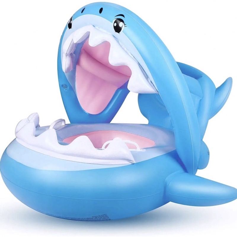 Phao Bơi Baby Shark Mái Che Có Xỏ Chân - Kèm Bơm - Chống Lật An Toàn Cho Bé 0-5 Tuổi Hottrend