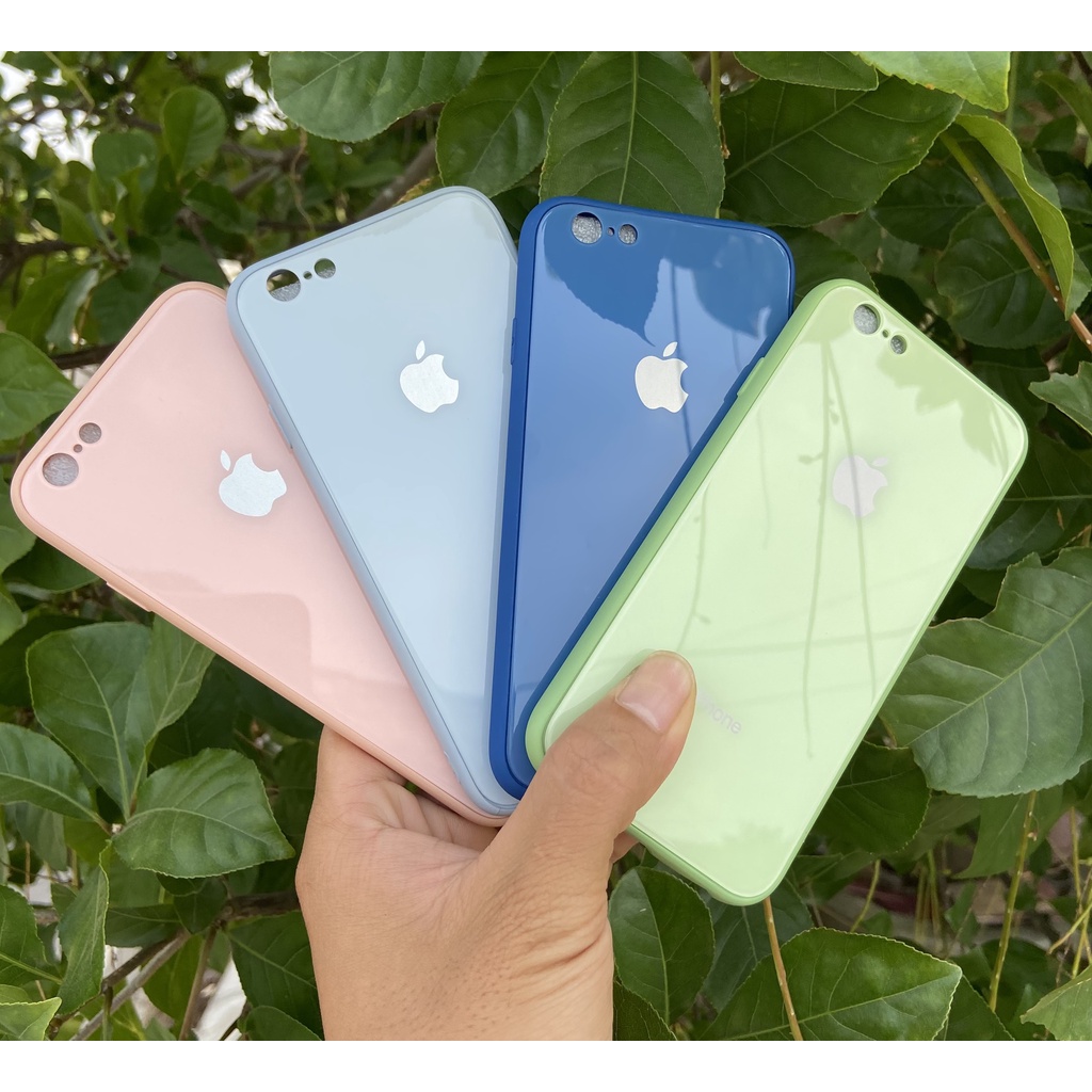 Ốp điện thoại IPhone 6/6s nhỏ và 6Plus/6sPlus, Ốp kính cường lực viền dẻo cùng màu với lưng máy