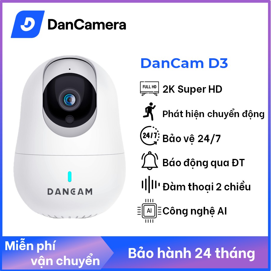 [Mã BMBAU300 giảm 7% đơn 499K] Camera an ninh IP wifi DanCam D3 pro super HD 2k