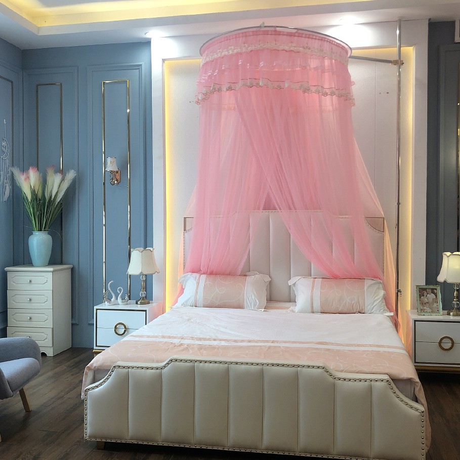 Màn tròn công chúa cao cấp Không khoan tường EASY DREAM Đa Năng  khung trụ  inox cao cấp không gỉ chất vải tuyn xịn