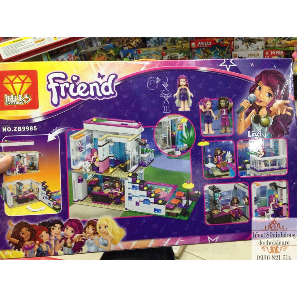 Lắp ráp xếp hình Lego Bela 10498 Lele 37035 Friends 41135 NO.ZB9985: Căn Nhà Của Ngôi Sao Nhạc Pop Livi