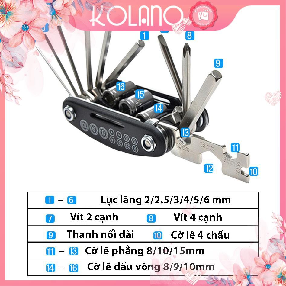 Dụng cụ đa năng KOLANO dụng cụ sửa chữa đồ dùng, xe đạp đa năng 16 món tiện dụng HG-001210