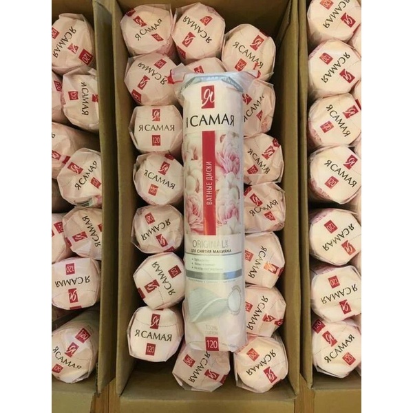 Bông tẩy trang nội địa Nga CARMA 120 miếng - Tôi là nhất 100% cotton
