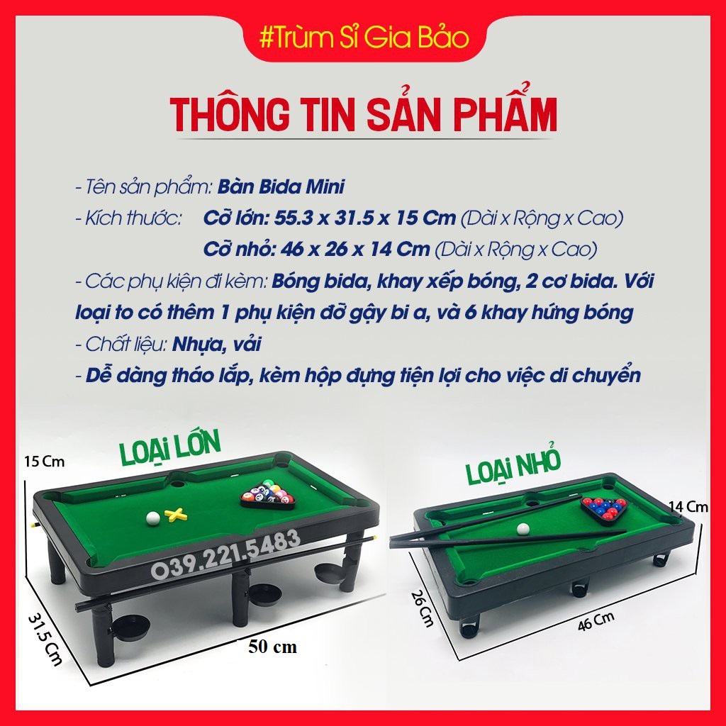 Bàn bi a mini cỡ lớn , bàn bida lỗ đồ chơi cho người lớn - trẻ em, Chất lượng cao cấp - Bao giá sỉ toàn quốc