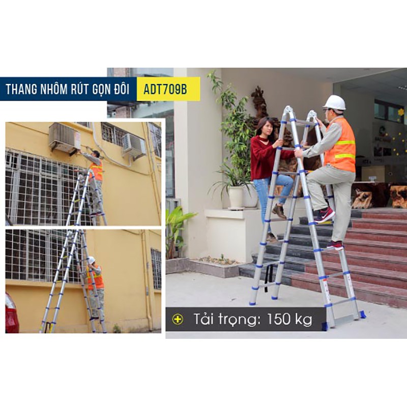 Thang nhôm chữ A rút gọn ADVINDEQ ADT709B
