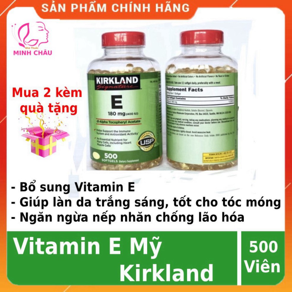 GIÁ VÔ DỊCH Viên uống trắng da ❤️FREESHIP👍 Vitamin E 400 IU 500 viên Kirkland Mỹ ❤️ tốt cho da, móng và tóc, chống lão 