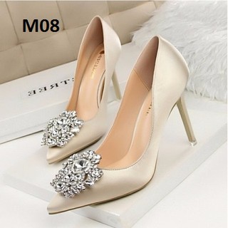 [ORDER] GIÀY CAO GÓT LỤA ĐÍNH ĐÁ CAO CẤP 12CM