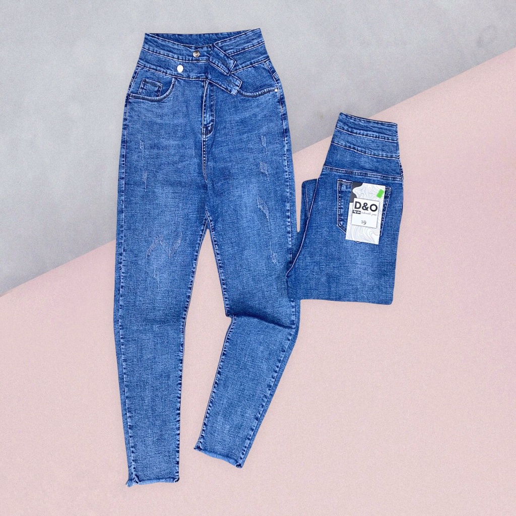 Quần Dài Jeans Bigsize, Xanh Cào Nhẹ 1002, Lưng Cao Trên Rốn, Co Giãn Mạnh [Size 32-36]