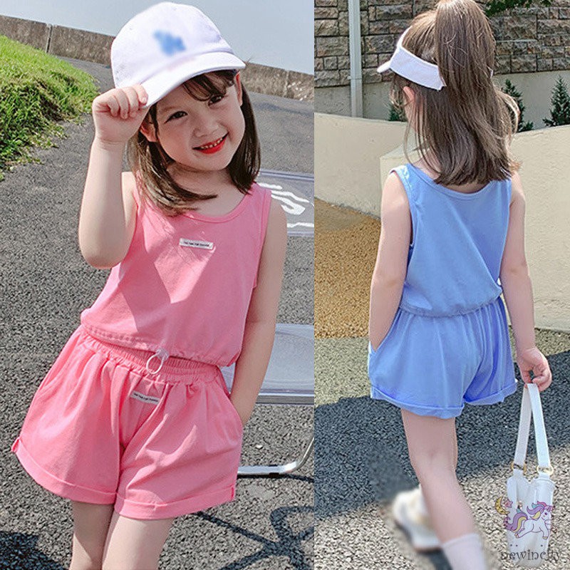 Set đồ thể thao gồm áo ba lỗ + quần short phong cách Hàn quốc thời trang cá tính cho bé