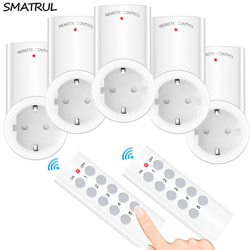 Công Tắc Nguồn Điện SMATRUL EU RF433mhz 220v-230v Với Điều Khiển Từ Xa Thông Minh Không Dây