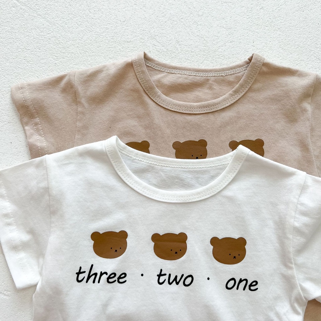Set Áo Thun Tay Ngắn Hình Gấu + Quần Short Thời Trang Mùa Hè Cho Bé 0-3 Tuổi