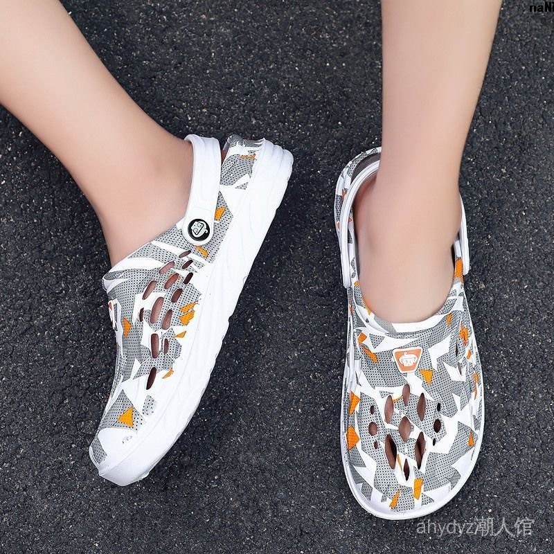 Dép Bít Mũi Size Lớn Thời Trang Dành Cho Nam474950Giày Đi Biển Đục Lỗ Họa Tiết Rằn Ri Size 48