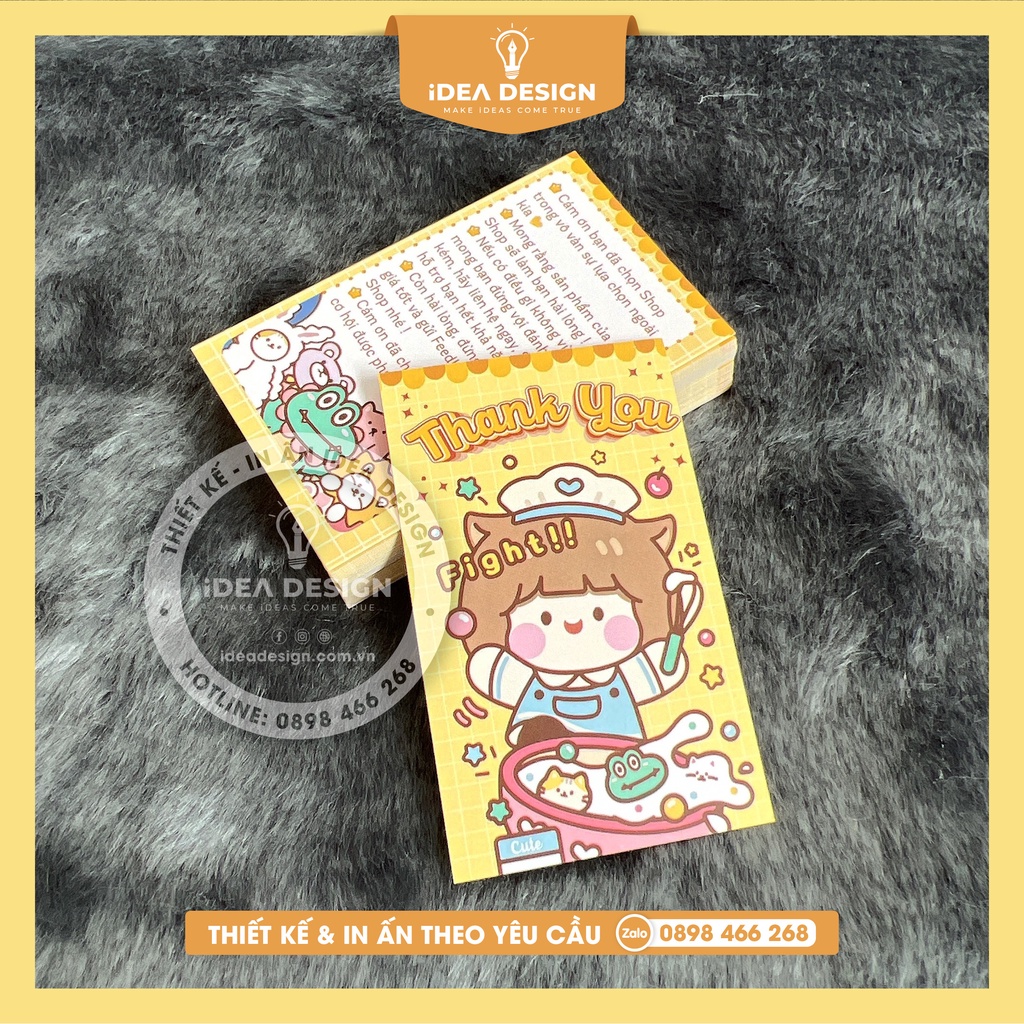 Card cám ơn, thank you card, Thiệp cảm ơn BABY &amp; PET màu vàng dễ thương - Size 9x5.4cm - Giấy C300 - Cán màng mờ
