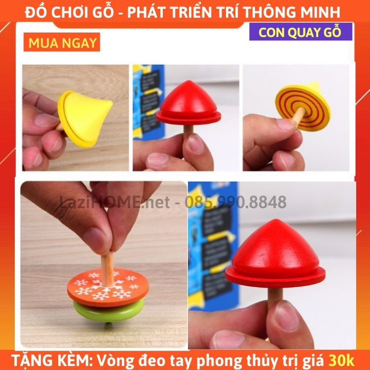 [MUA 1 ĐƯỢC 2] do choi tre em, đồ chơi trẻ em CON QUAY GỖ Lazi HOME - Tặng kèm vòng đeo tay phong thủy trị giá 30k