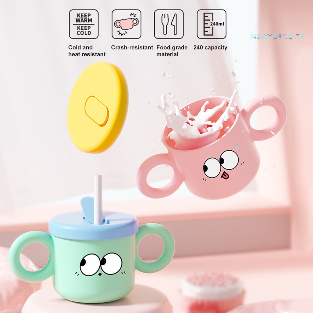 Cốc Uống Nước Có Tay Cầm Và Nắp Đậy Dung Tích Lớn 240ml Cho Bé Sơ Sinh