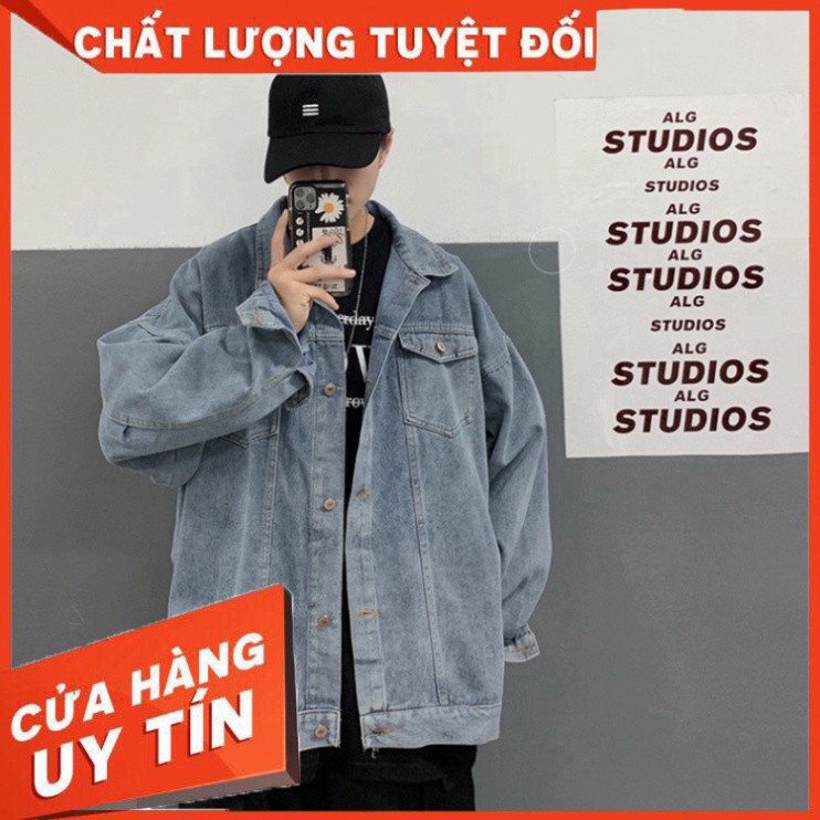 Áo Khoác Jean form rộng nam nữ - áo bò nam nữ chất dày dặn - Phong Cách Hàn Quốc- Cam Kết Hàng Y hình - Hàng nhập khẩu