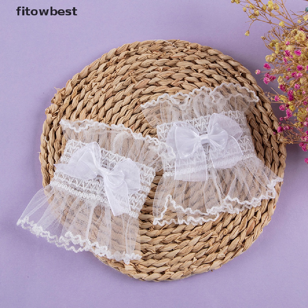 1 Cặp Găng Tay Ống Loe Mỏng Xếp Ly Giả Phối Bèo Cột Nơ Thời Trang Cho Nữ