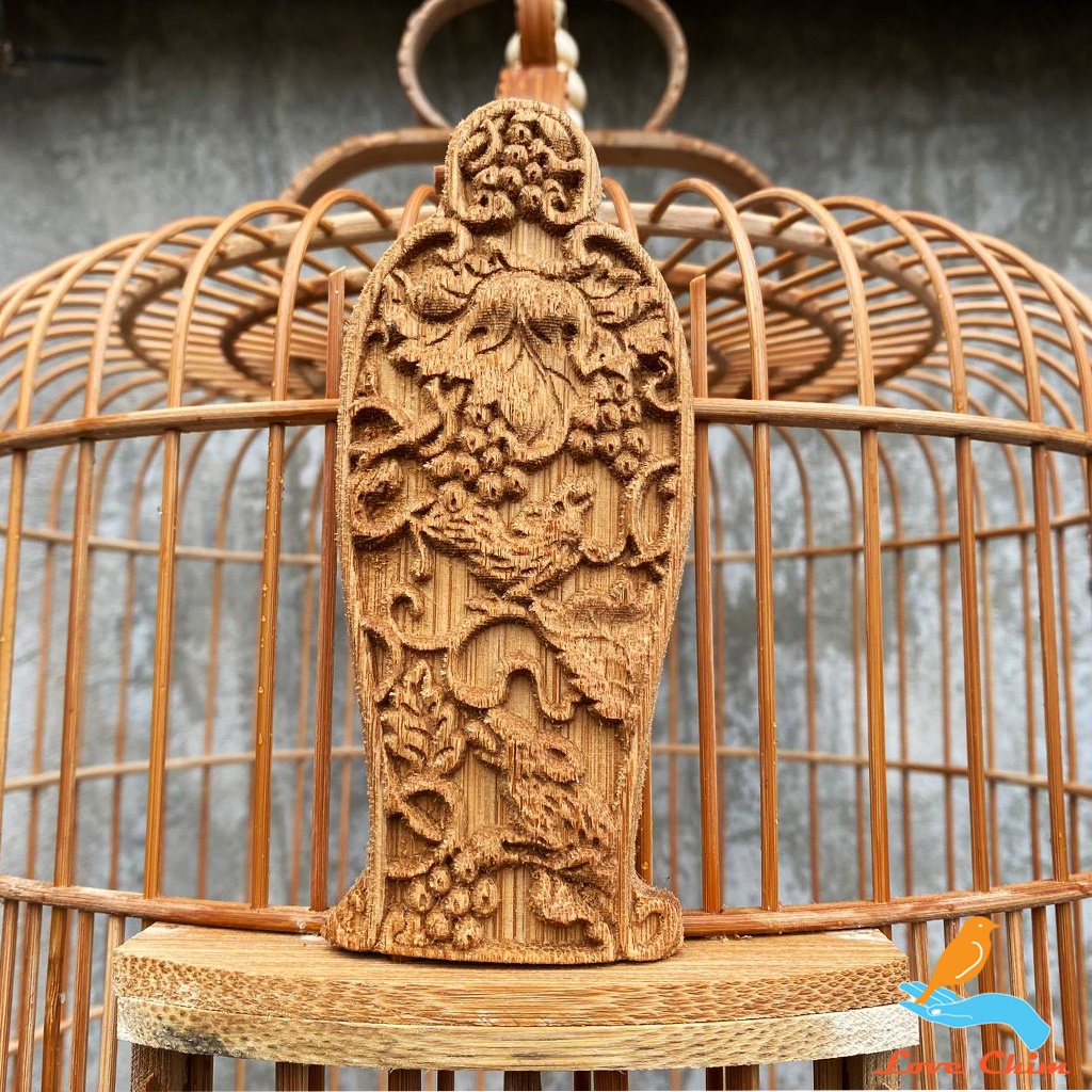 Lồng chim Họa Mi đục đẹp, Lồng chim Mi chất liệu trúc già đục họa tiết sắc nét, Lồng Họa Mi LOVECHIM