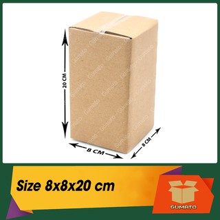 Size 8x8x20 cm, hộp giấy thùng carton gói hàng tại Gumato (Mã số P9)