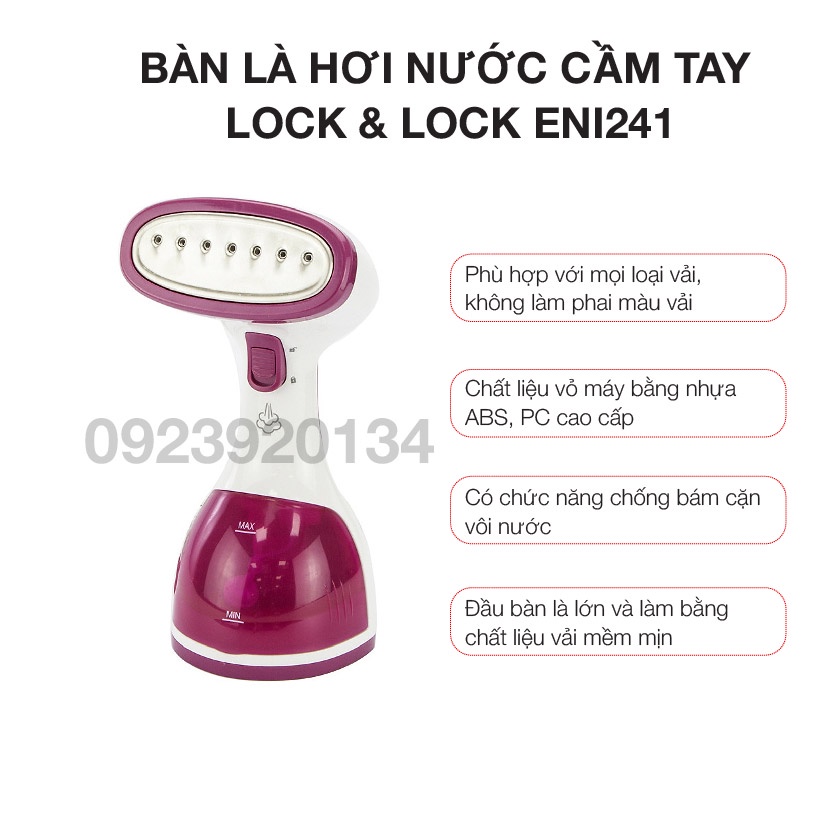 [Mã 55ELSALE1 giảm 7% đơn 300K] Bàn là hơi nước cầm tay Lock &amp; Lock ENI241