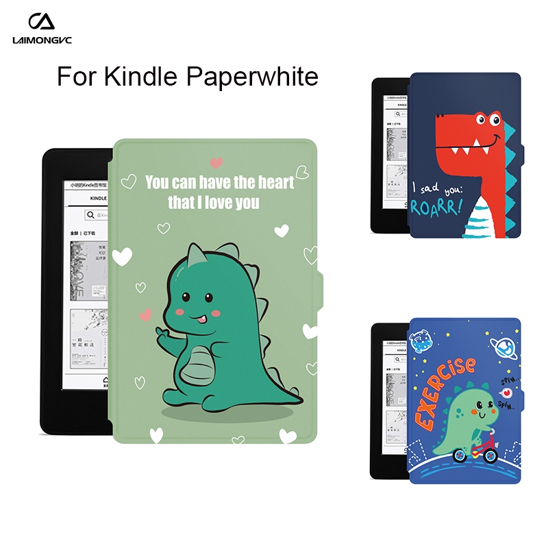 LAIMONGVC - Kindle Protection Case Kindle Paperwhite 3 （KPW 3）silicone Protective Case Leather Case Smart Cover Cute Dinosaur Style Ultra-thin Full Protection