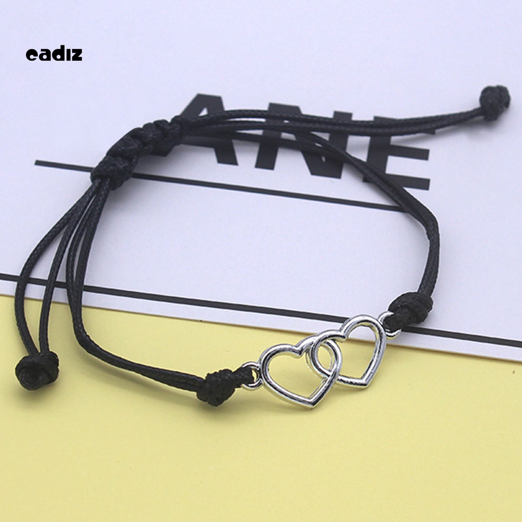 Vòng tay dây bện mặt hình trái tim đôi chống mòn thoải mái