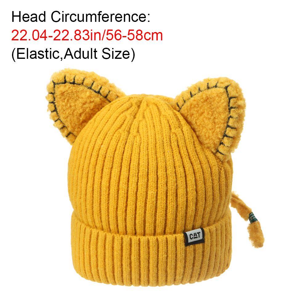 Mũ Beanie Mềm Co Giãn Đính Tai Gấu Dễ Thương Thời Trang Mùa Đông
