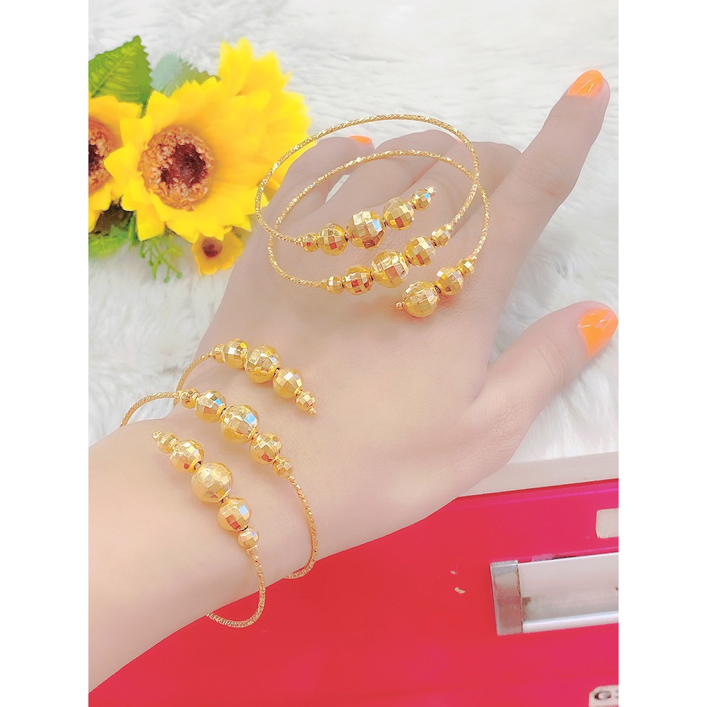 Vòng tay nữ UHA, vòng bi xoắn vàng bền màu thiết kế cao cấp sáng lấp lánh VBX