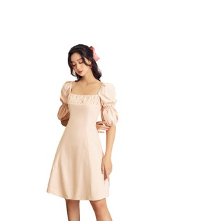 Olv - đầm trơn peach face dress