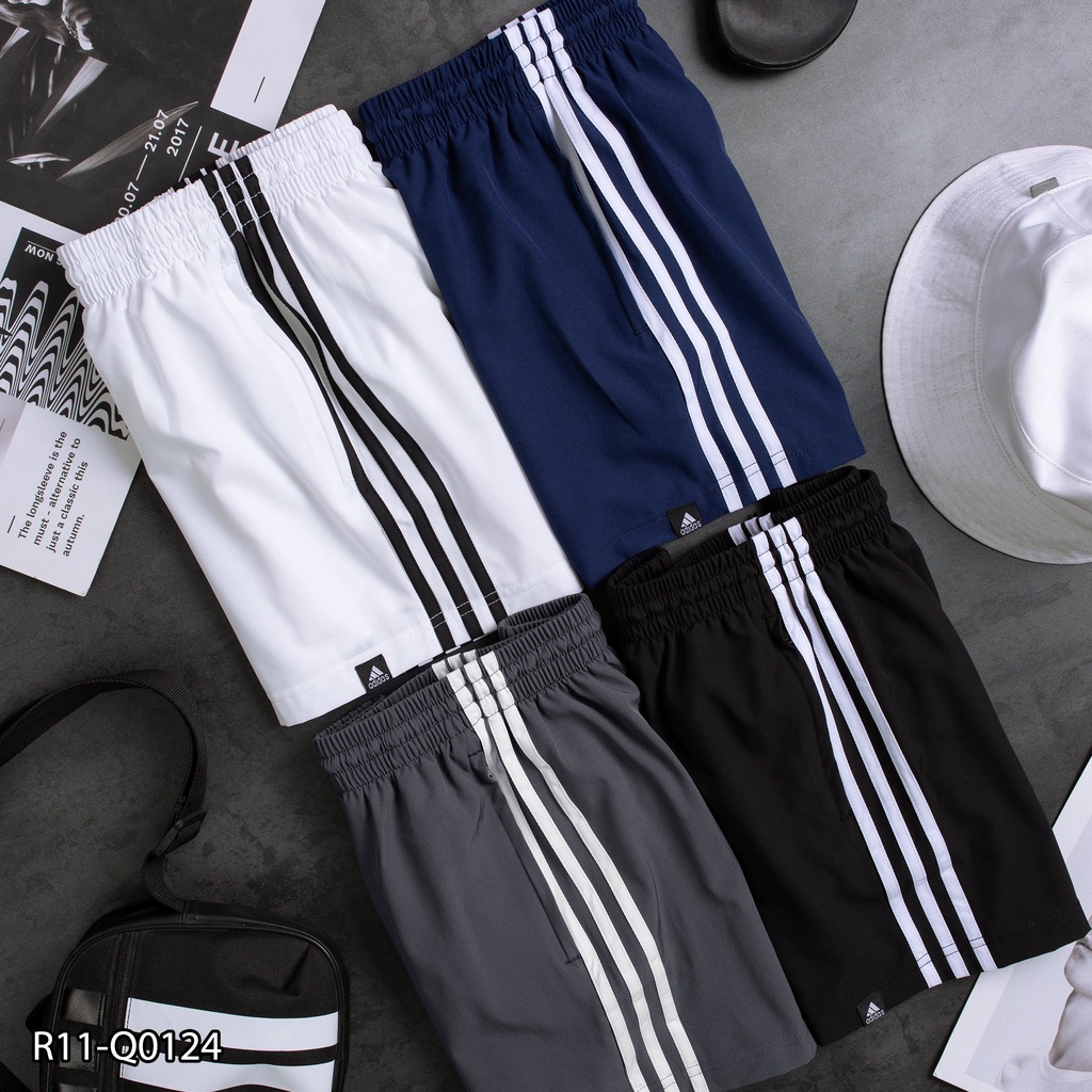 Quần run nam Adidas R11 phối 3 sọc 2 bên- xi dãn 2 lớp form trên gối - thể thao nam VNXK