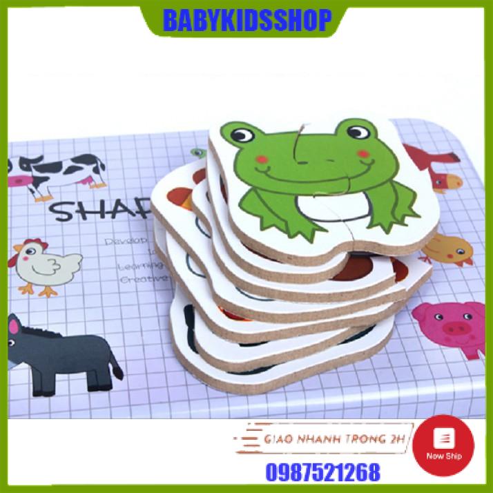 Đồ chơi bộ ghép hình hộp sắt 2 mảnh Shapes Puzzle thông minh cho bé