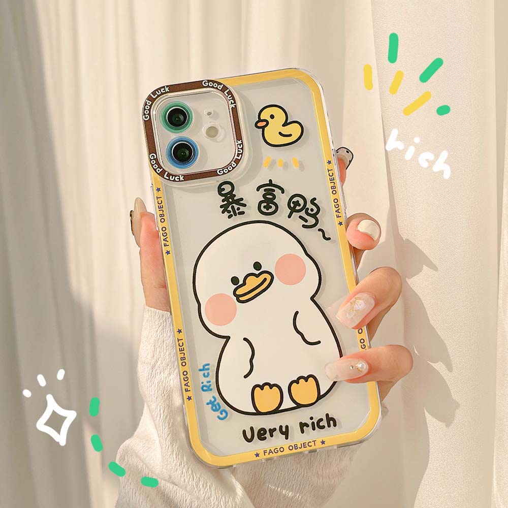 Ốp iPhone silicone dẻo mẫu chú vịt giàu có cute mang đến điều may mắn, TPU case iPhone Rich Duck