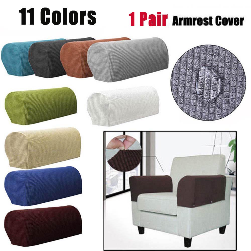 Set 2 Vỏ Bọc Tay Vịn Bằng Sợi Polyester Họa Tiết Kẻ Sọc Có Thể Tháo Gỡ Bảo Vệ Nội Thất Nhà