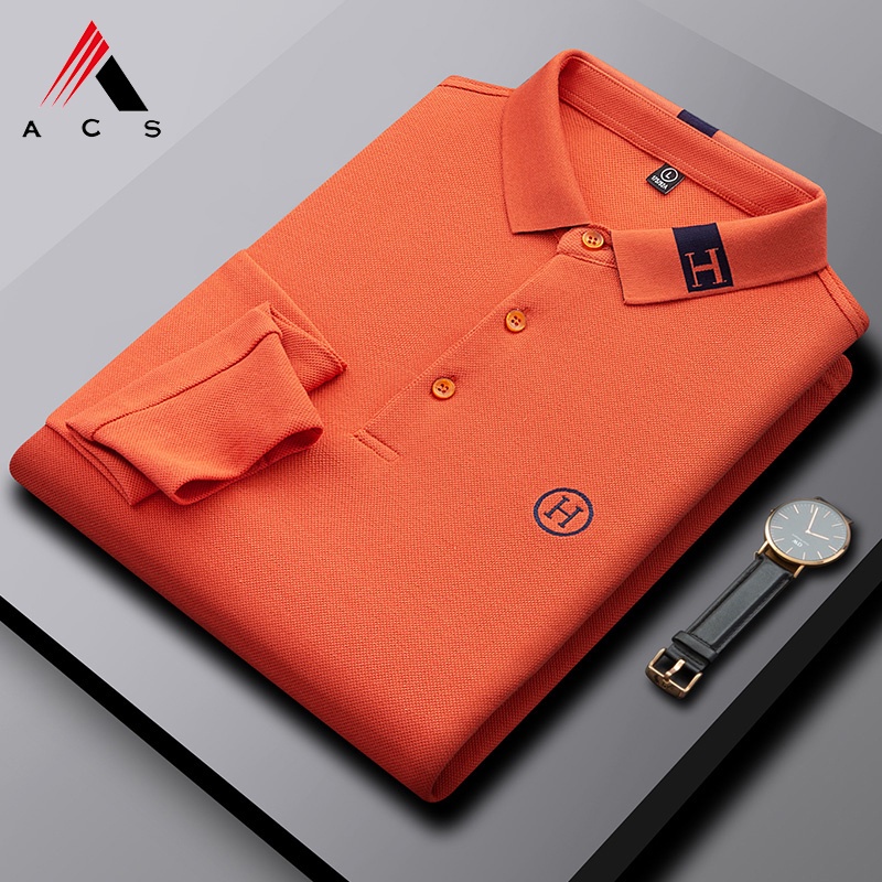 Áo polo tay dài thêu họa tiết kiểu cổ điển cá tính cho nam