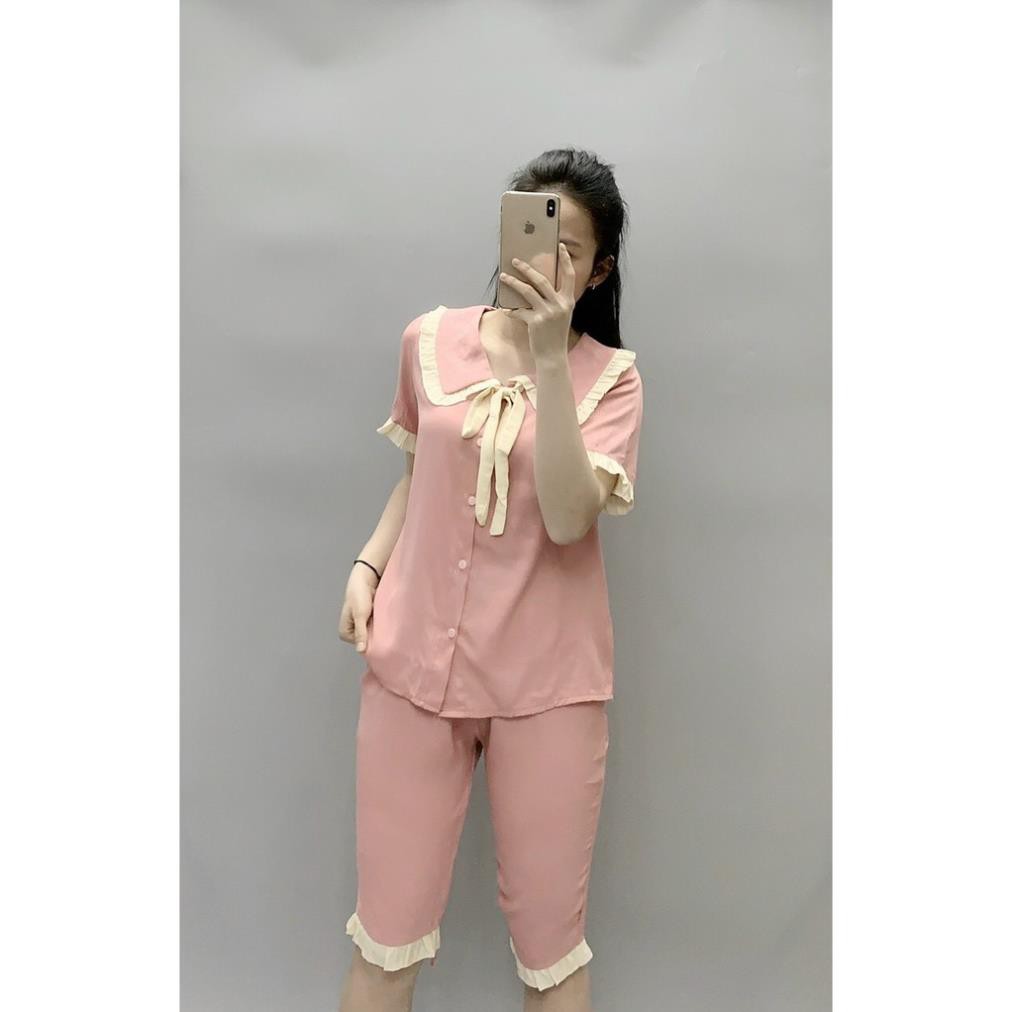 Bộ Đồ Pijama Tay Ngắn-Bộ Đồ Mặc Nhà -Vải Đũi Thái Loại 1[Hàng Freesize Có Kèm Ảnh Thật SP]