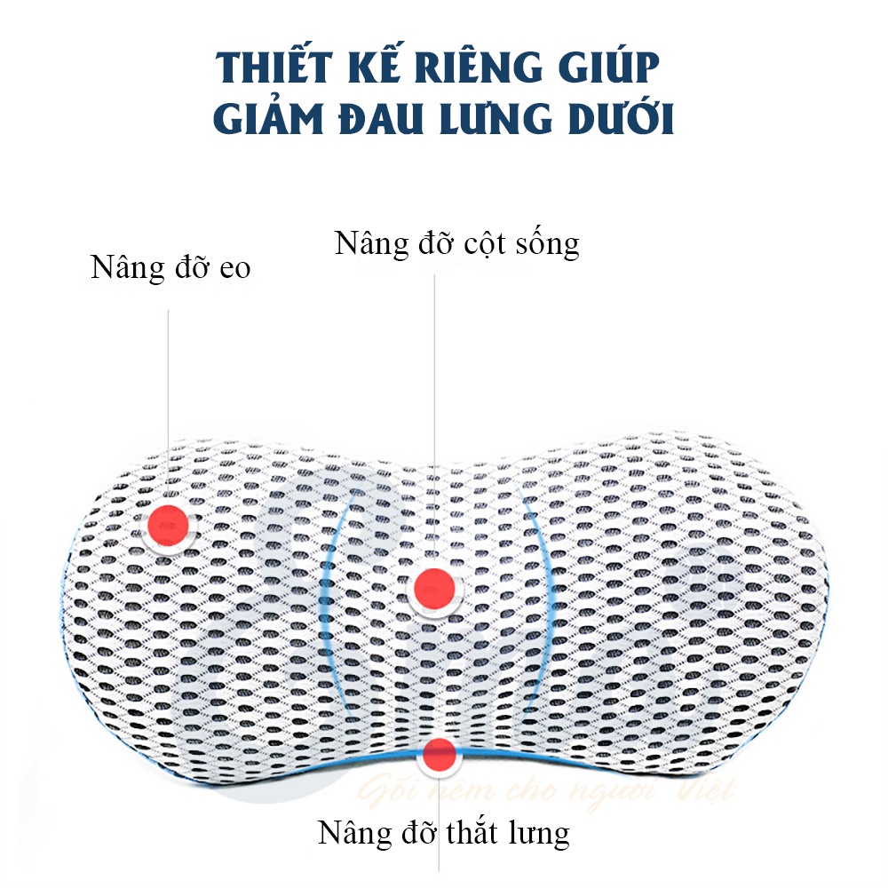 Bộ gối tựa đầu và kê thắt lưng văn phòng EMA - Ruột cao su non - Vỏ 4D siêu thoáng